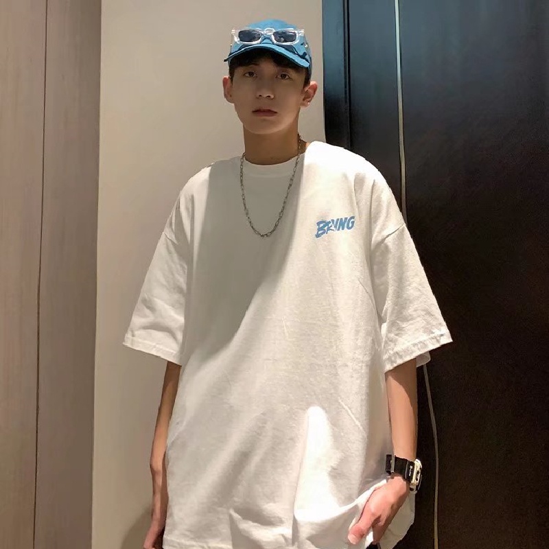 Áo Thun Tay Ngắn Dáng Rộng In Chữ Phong Cách Hip Hop Thời Trang Mùa Hè Cỡ Lớn M-8XL