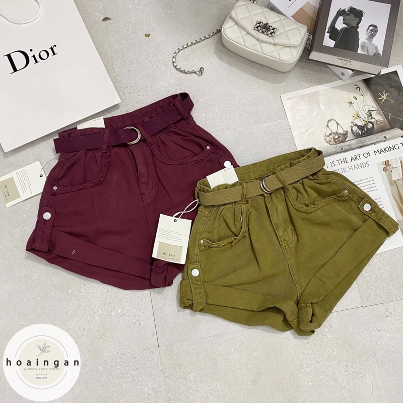 Quần sooc jeans vắn gấu kèm thắt lưng(hàng QCCC)