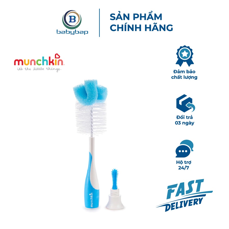 Cọ Bình Sữa Có Mút Munchkin Mềm, Bền Và Không Làm Xước Bình
