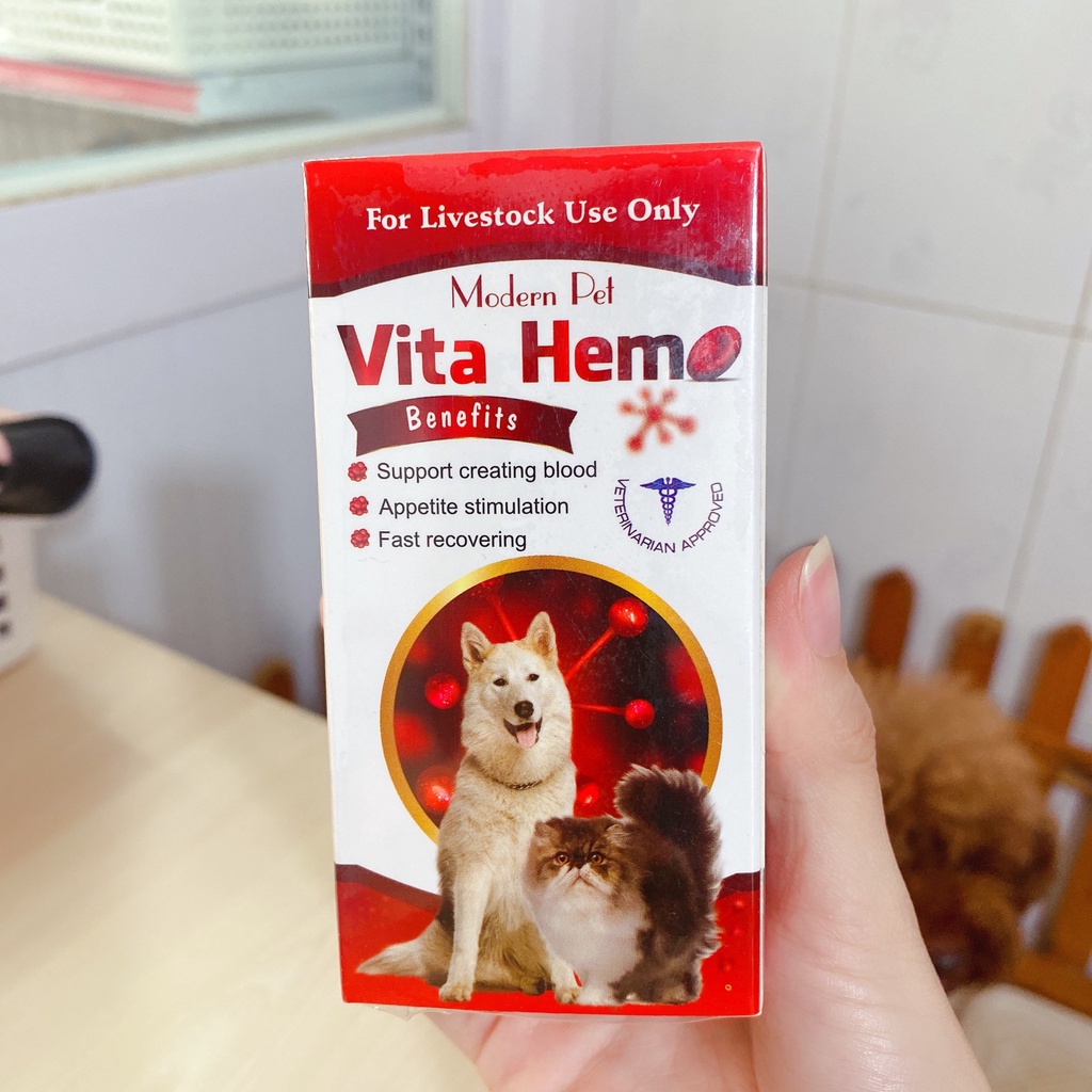 Vita Hem Hỗ trợ tạo máu Kích thích thèm ăn Phục hồi nhanh CHO THÚ CƯNG CHÓ MÈO Chai 100ml Thương hiệu Thái lan