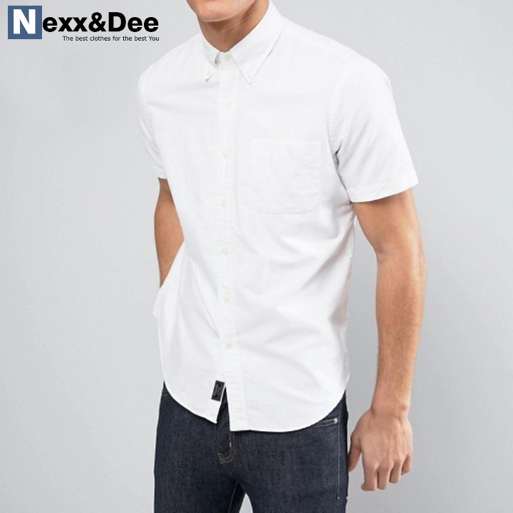 Áo sơ mi nam tay ngắn Nexx&Dee màu đen vải Oxford denim công sở NS01