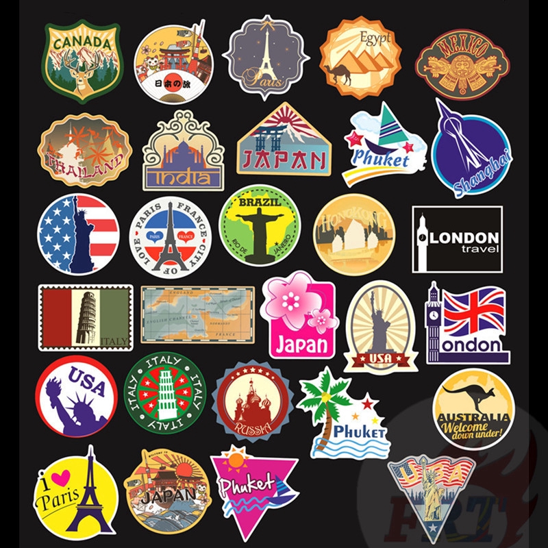 100Pcs/Set ❉ Famous Tourist City Scenery Series 03 - City Travel Stickers ❉ Tourist Attraction DIY Fashion Mixed Luggage Laptop Skateboard Doodle Decal Stickers