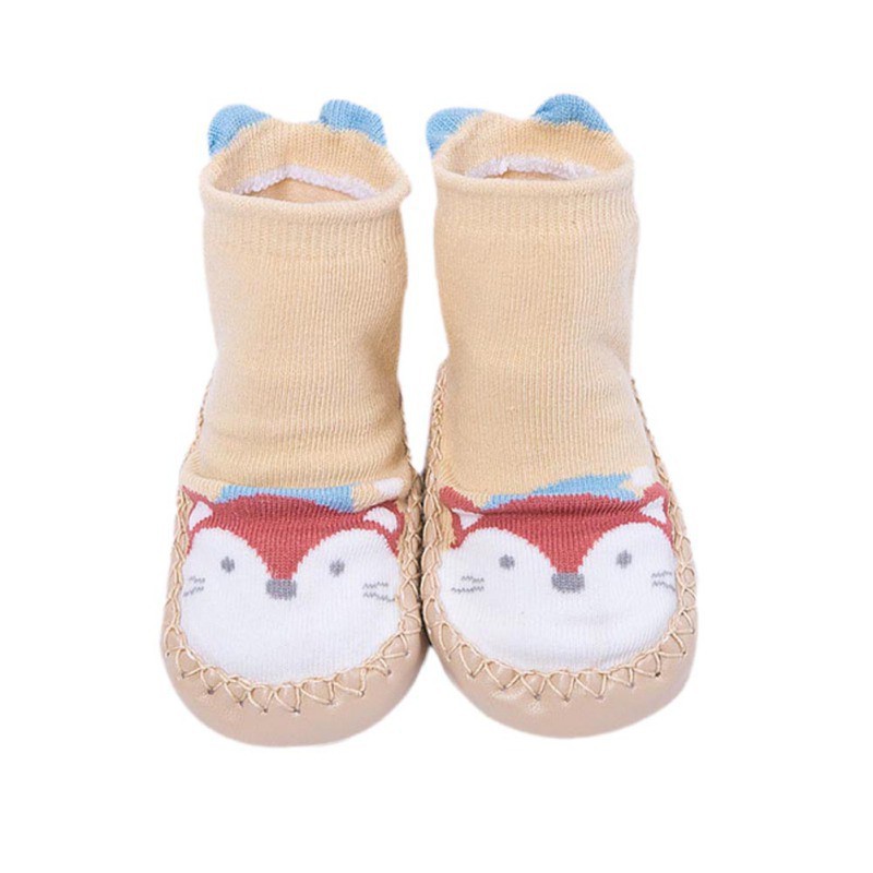 Cặp tất giày giữ ấm chân cho bé tập đi kiểu dáng hoạt hình đáng yêu