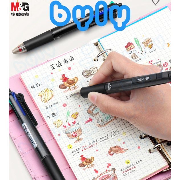 [Ship hoả tốc] Bút bi bấm 4 ngòi M&amp;G thân kim loại MG-666 - ByLy Store