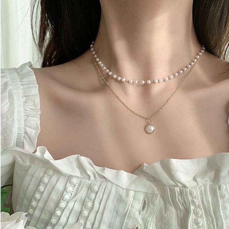 Vòng Cổ Đính Ngọc Trai C48 Phong Cách Vintage