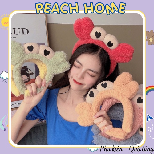 Bờm Cài Tóc Cua Mắt Lồi Nhiều Màu Xinh Xắn Phong Cách Hàn Quốc Băng Đô Rửa Mặt Hình Cua Sừng Hươu Cute Dễ Thương