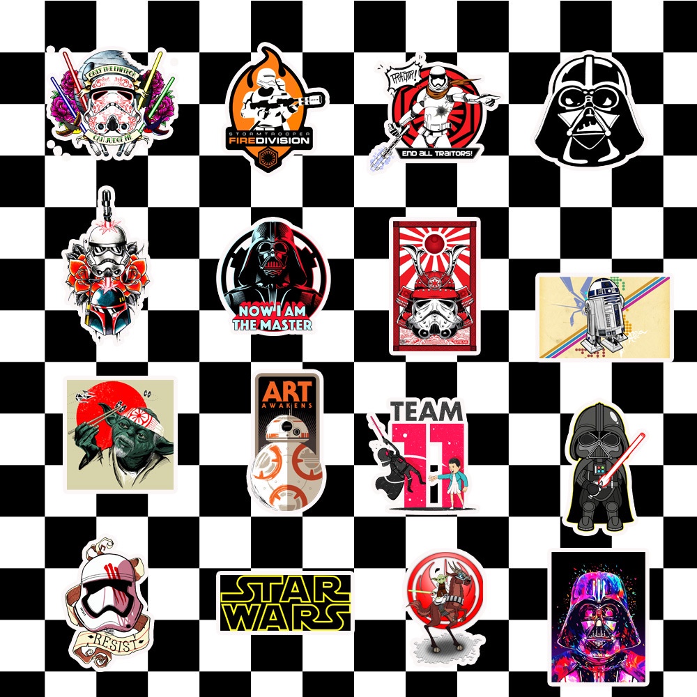 Bộ 50 Miếng Dán Trang Trí Chống Thấm Nước Hình Star Wars Vui Nhộn