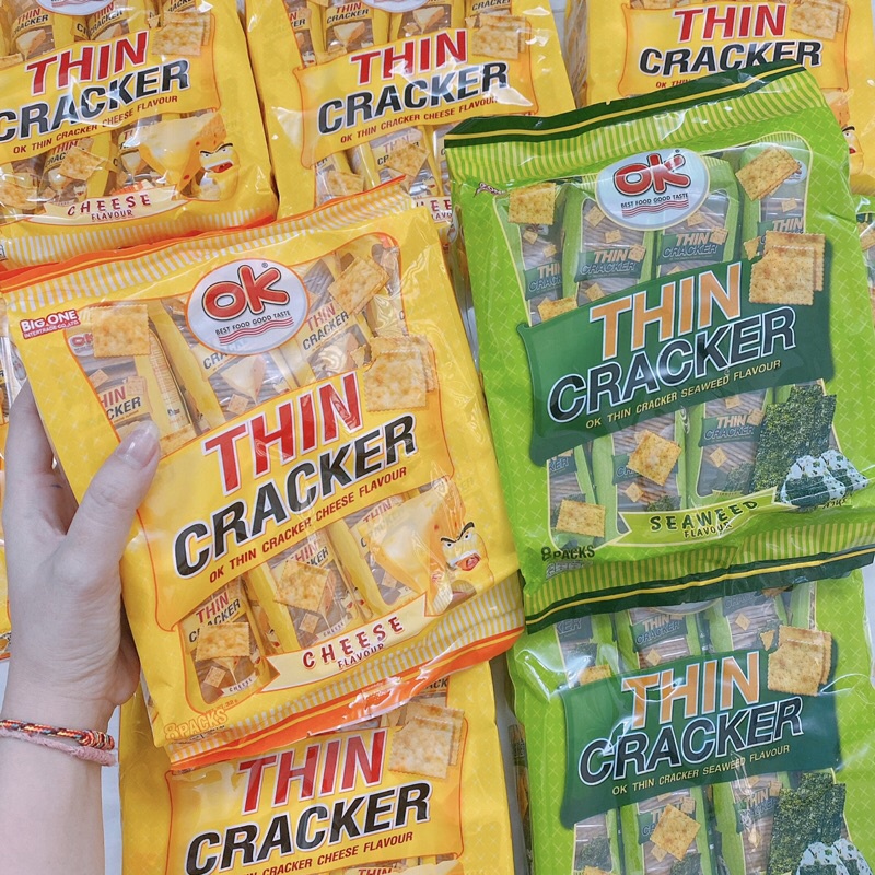 01 Bịch Bánh Quy OK THIN CRACKER Có 8 Gói Nhỏ Thái Lan