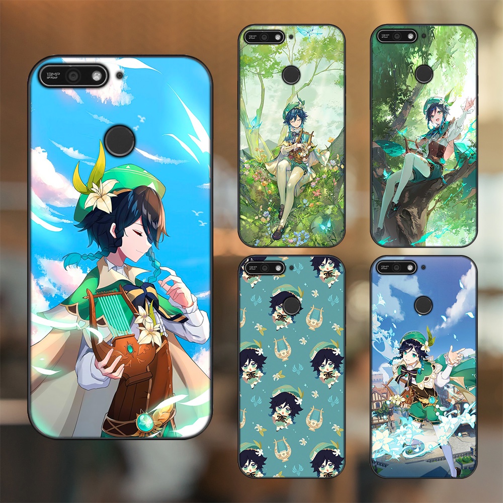 Ốp lưng Huawei Y6 Prime viền đen in hình Venti Genshin Impact