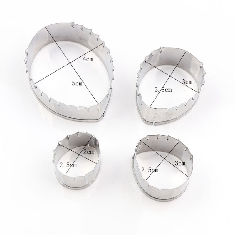 Set 4 Khuôn Cắt Bánh Hình Lá Hoa Hồng Bằng Thép Không Gỉ