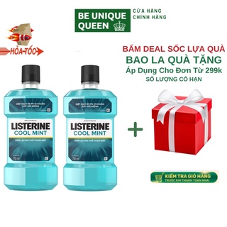 Bộ 2 chai nước súc miệng diệt khuẩn giữ hơi thở thơm mát Listerine Cool Mint 750ml/chai