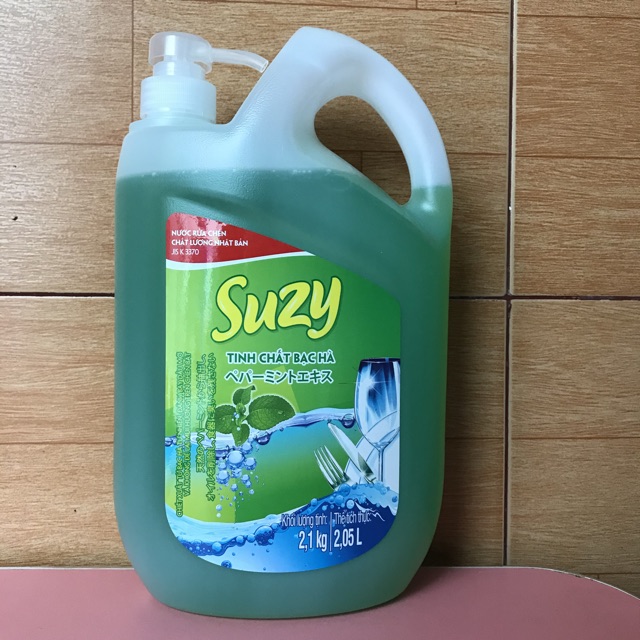 Nước Rửa Chén Suzy Hương Bạc Hà Can 2.1kg Công Nghệ Nhật Bản ( vòi nhấn )