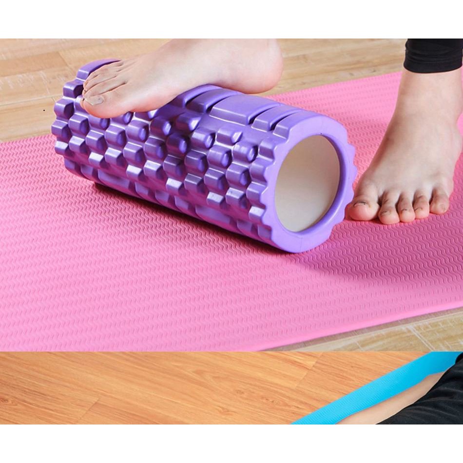 Combo Thảm yoga định tuyến TPE 6MM 2 lớp+ Vòng tập yoga gai massa 33cm, Thảm chống trượt, họa tiết nổi_HV YOGA QG