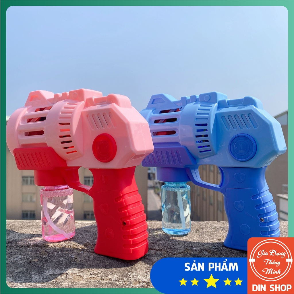 Súng Bắn Bong Bóng Xà Phòng 5 Nòng Có Đèn Có Nhạc 🚀DIN SHOP🚀 Máy Phun Thổi Bong Bóng Tự Động Dùng Pin - Đồ Chơi Trẻ Em