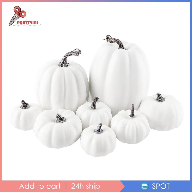 1 [Prettyia1] 8 Bí Ngô Nhân Tạo Trang Trí Bàn Tiệc Halloween