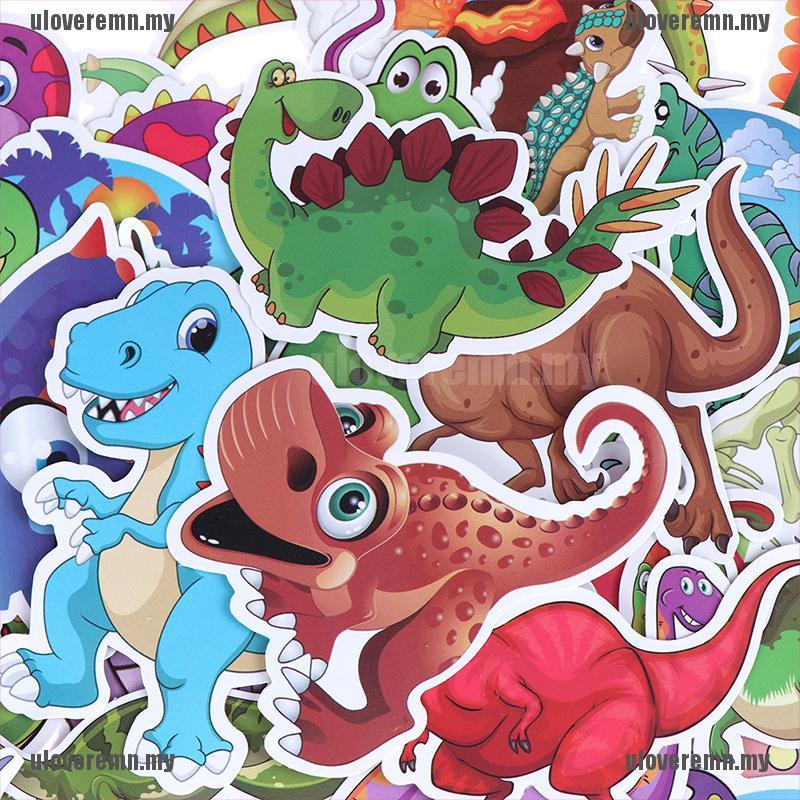 Bộ 50 Sticker Dán Trang Trí Hình Khủng Long Đáng Yêu