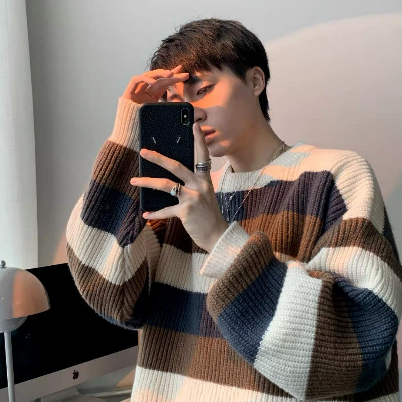 Áo sweater nam  áo len nam nữ unisex chất mềm mại dáng hàn quốc , áo len cổ cao 3 phân phong cách  phong cách hàn quốc thời rang mùa thu cho nam patchwork