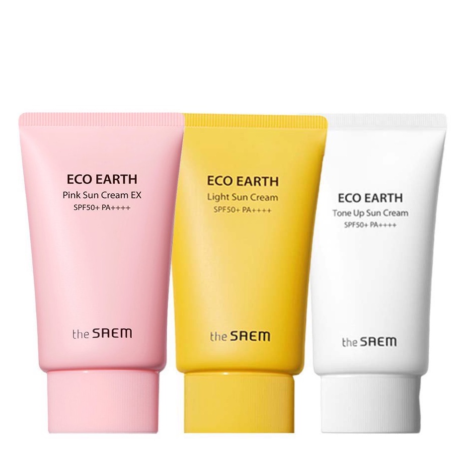 Kem Chống Nắng Cam Kết Chính Hãng  Kem chống nắng The Saem Eco Earth Power Pink 50ml