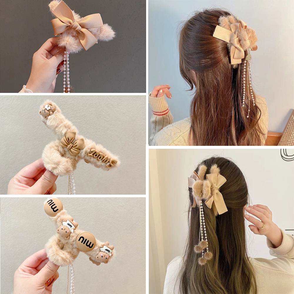 iF YOU Kẹp Tóc Nơ Phối Tua Rua Phong Cách Hàn Quốc Thanh Lịch Cho Nữ