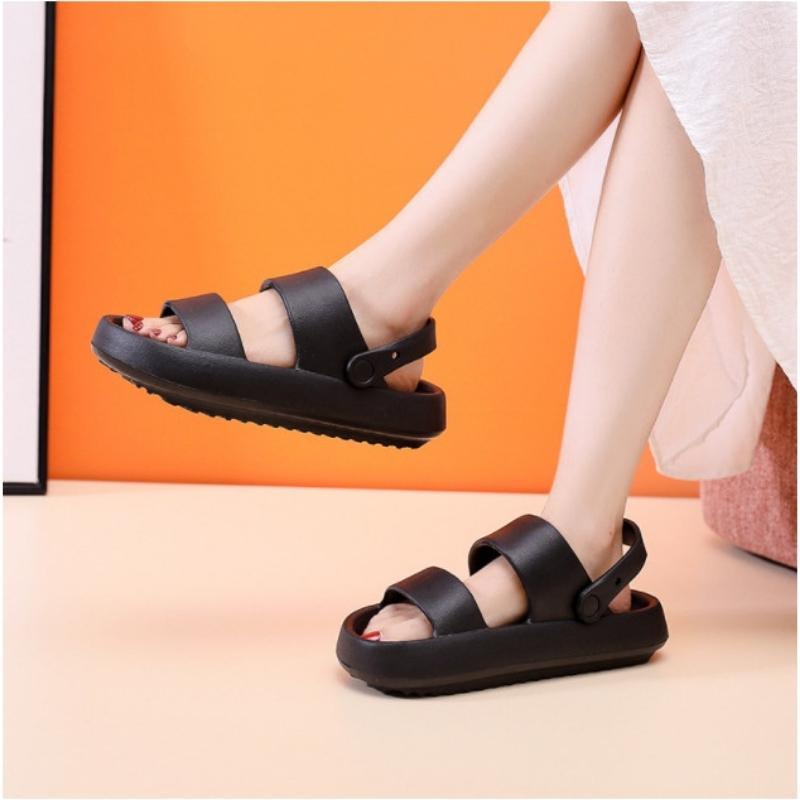 Dép nữ, nam , dép bánh mì Sandal đế cao quai hậu 2 màu đen trắng size kép 36-43