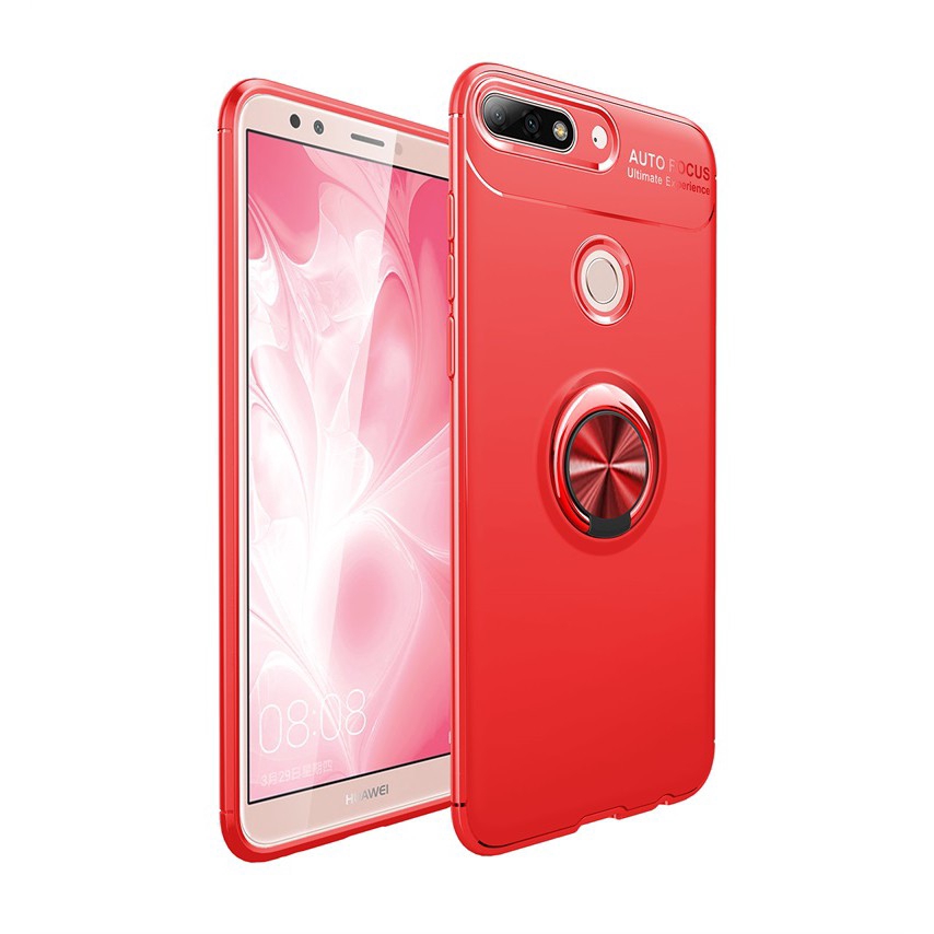 Ốp Lưng Silicone Có Nhẫn Đỡ Từ Tính Tiện Dụng Cho Huawei Nova 2 Lite / P Smart / Y6 Prime 2018 / Y7 Prime 2018 / Y7 2018 / Honor 7a Pro / Honor 7c / Honor 7c Pro / Enjoy 8e / Enjoy 8