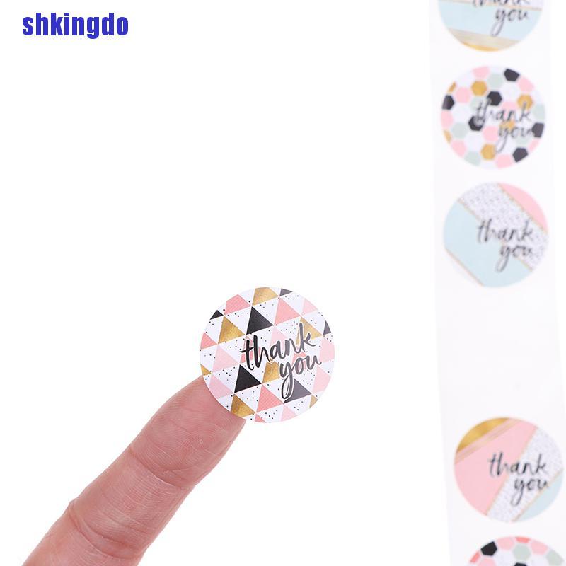 Cuộn 500 Miếng Dán Niêm Phong Trang Trí Màu Hồng Kẻ Sọc Caro