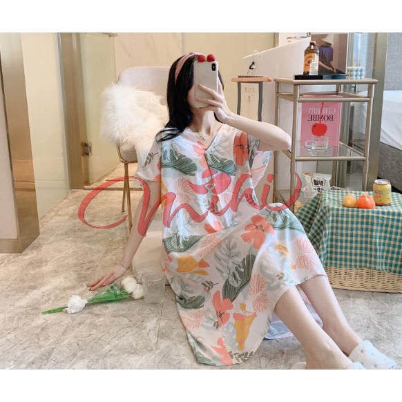 Váy đầm ngủ nữ Lanh mặc nhà Freesize, đồ bầu sau sinh cho mẹ Freesize dáng đẹp thiết kế thời trang cao cấp mùa hè giá rẻ