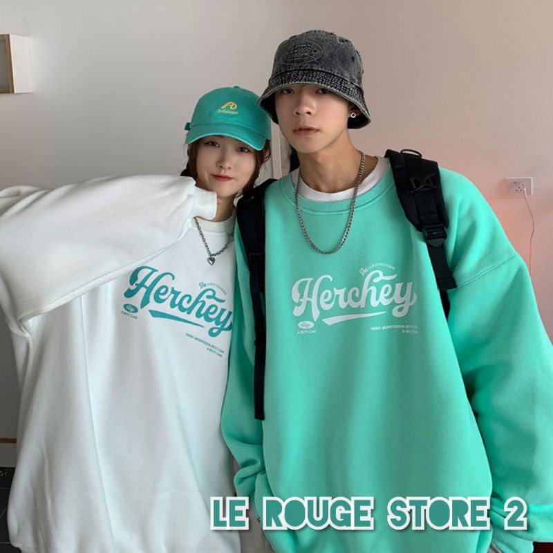 (ORDER) Áo sweater nỉ bông mùa đông áo đôi nam nữ 3 mài in chữ Herhey có size thời trang