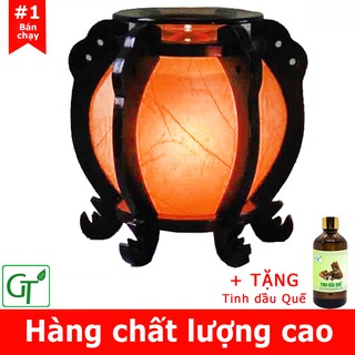 Đèn xông tinh dầu 💖𝙁𝙍𝙀𝙀𝙎𝙃𝙄𝙋💖 đèn đốt tinh dầu gỗ tròn + tặng tinh dầu quế + tặng bóng dự phòng