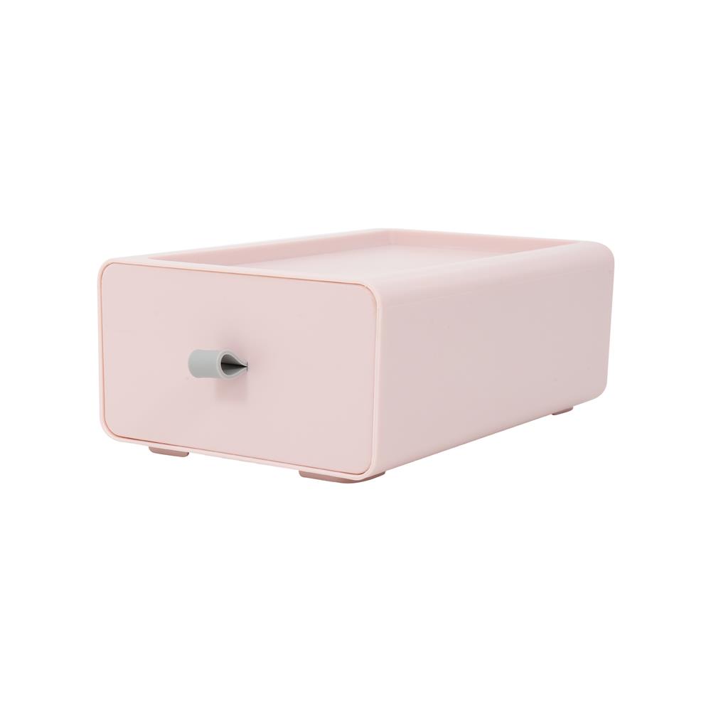 HomeBase ACCO Hộp nhựa dạng ngăn kéo có thể xếp chồng lên nhau thành tủ Size S C8xR13.3xS21cm màu hồng