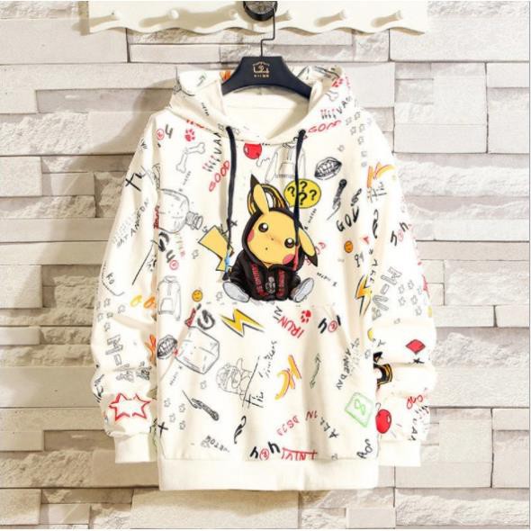 Áo Hoodie Nam Dài Tay ⚡ FREESHIP ⚡  Áo khoác hoodie nam Có Mũ Trùm Túi Bụng Họa Tiết Pikachu đẹp