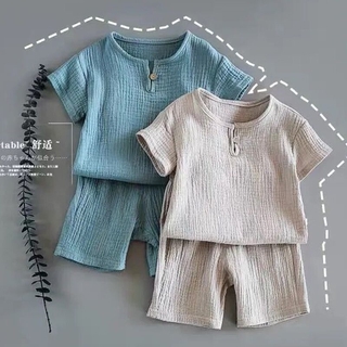 Bộ quần áo cotton tay ngắn mùa hè mới cho trẻ em