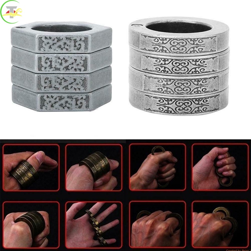 Nhẫn 4 Ngón Hình Lục Giác Cổ Điển Đa Chức Năng Dành Cho Nam Nữ Khi Đi Leo Núi Ngoài Trời