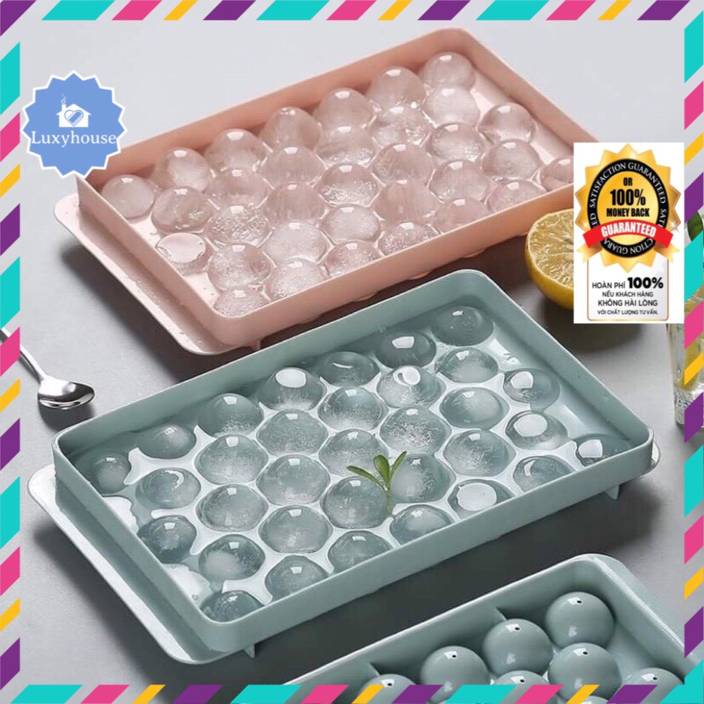 Khay Đựng Đá 33 Viên Có Nắp Khuôn Viên Tròn Có Thể Làm Kem Đá Hoa Quả Cao Cấp - Luxy Houseware | BigBuy360 - bigbuy360.vn