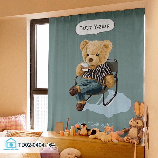 Rèm dán cửa sổ gấu Teddy, rèm cửa sổ chống nắng Tín Phát Decor