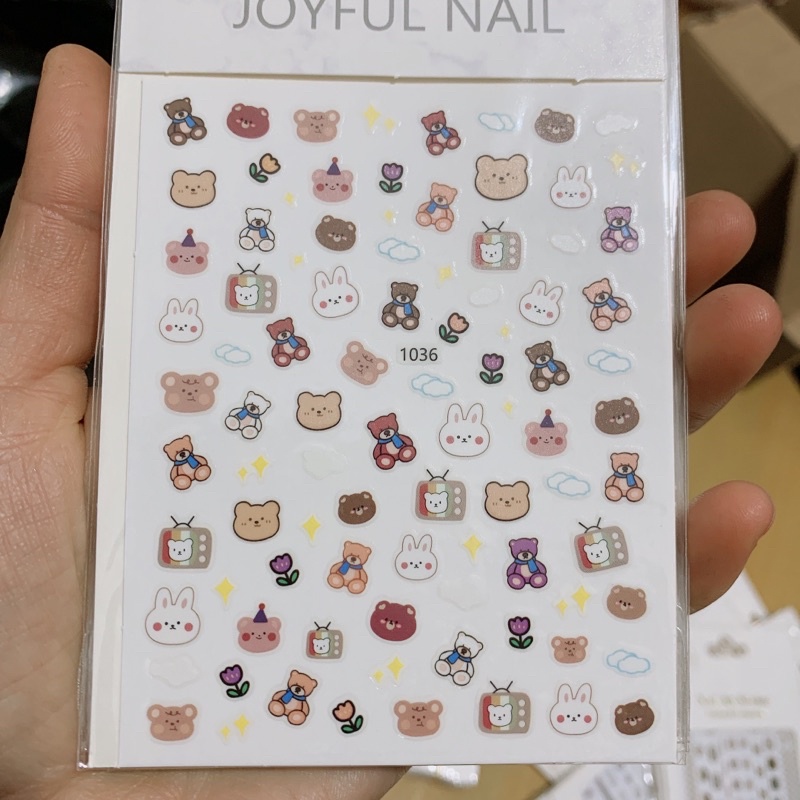 Sticker hình gấu, hình dán móng - LanChiNail
