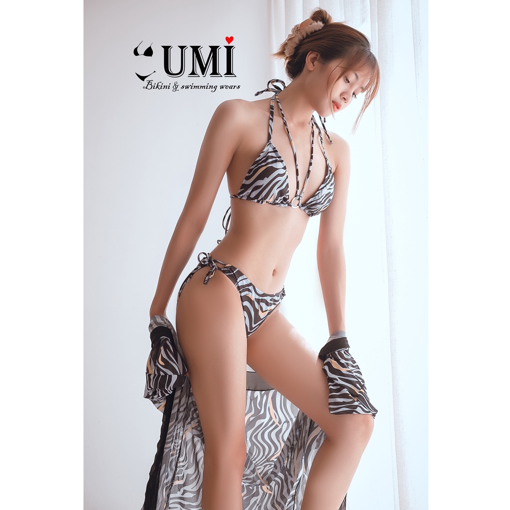 BIKINI 2 MẢNH HỌA TIẾT NGỰA VẰN KÈM ÁO KHOÁC CAO CẤP BIKINISTORE