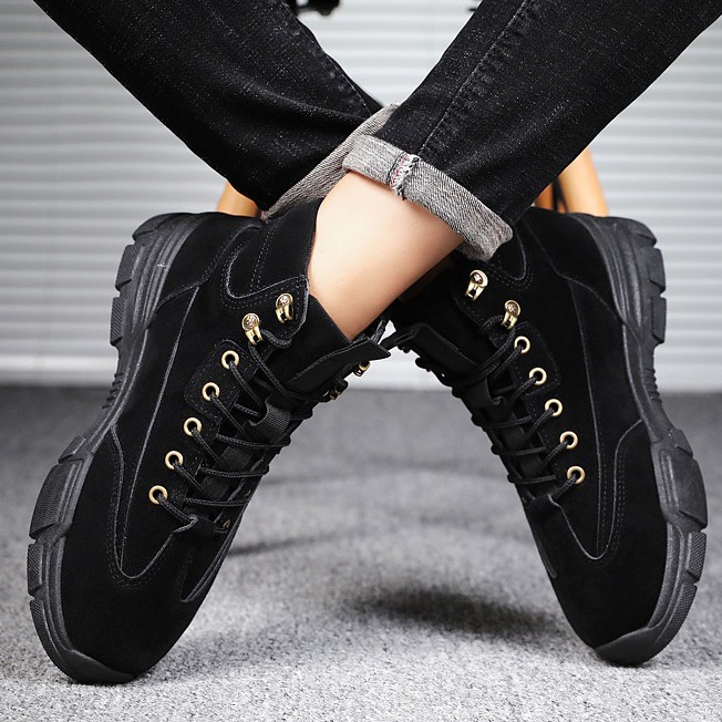 Giày Bốt Nam Cổ Cao Giả Da Lộn BCC001 Đen | BigBuy360 - bigbuy360.vn