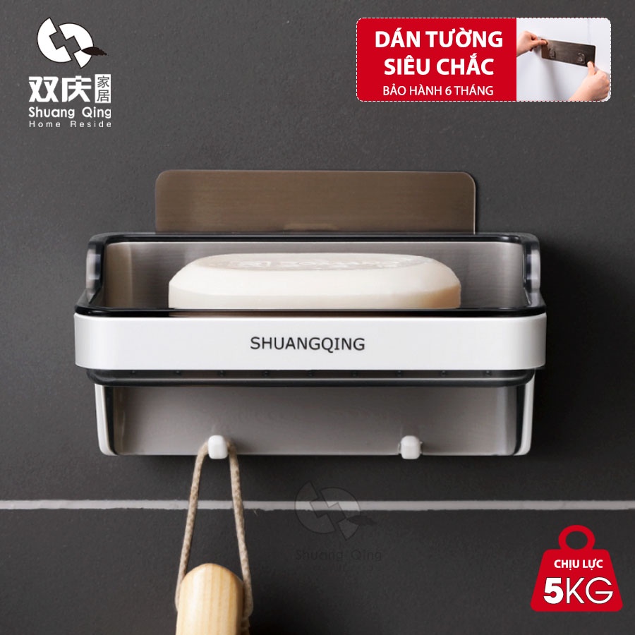 Giá Để Xà Phòng Dán Tường SHUANGQING Kèm Móc Treo Đa Năng SQ-5267