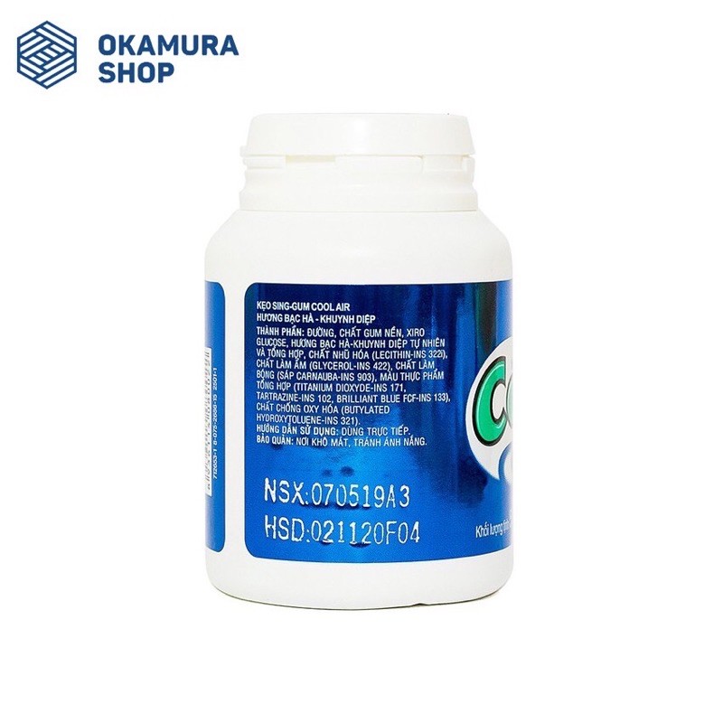Lọ Kẹo Cao Su Coolair Hương Bạc Hà 58G