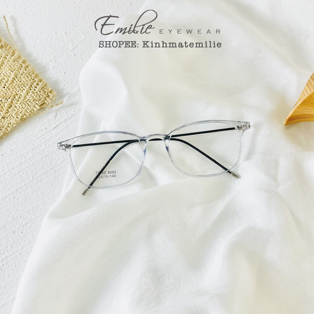 Gọng kính nhựa dẻo vuông bầu nhỏ nam nữ Emilie eyewear phụ kiện thời trang 8092