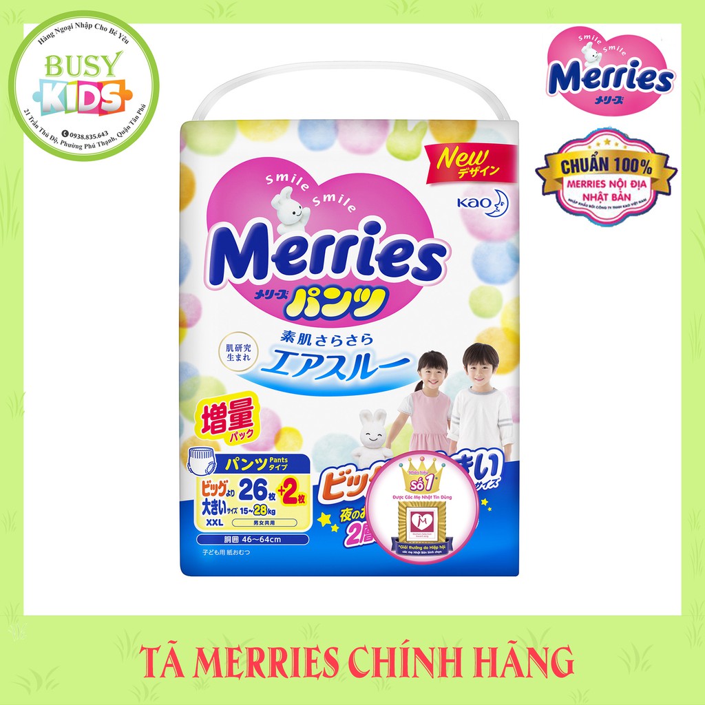 {Jumbo, cộng miếng, tiêu chuẩn} Tã Dán/Quần Merries Đủ Size NB90/S82/M64/L54/XL44-L44/XL38/XXL26