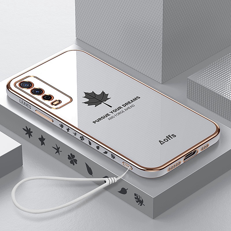 ốp lưng điện thoại mạ sang trọng tương thích với Cho VIVO Y12 Y15 Y17 Y19 Y20 Y20S Y20i Y12S Y15S Y21 Y21S Y33S Y21T Y30 Y50 T1X Vỏ silicon mềm TPU có dây buộc case