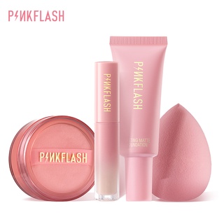 Set kem nền/kem che khuyết điểm/phấn phủ và mút trang điểm PINKFLASH kiềm dầu chống thấm nước lâu trôi cho mùa hè