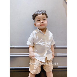 Set áo sơ mi quần kaki nâu cho bé trai