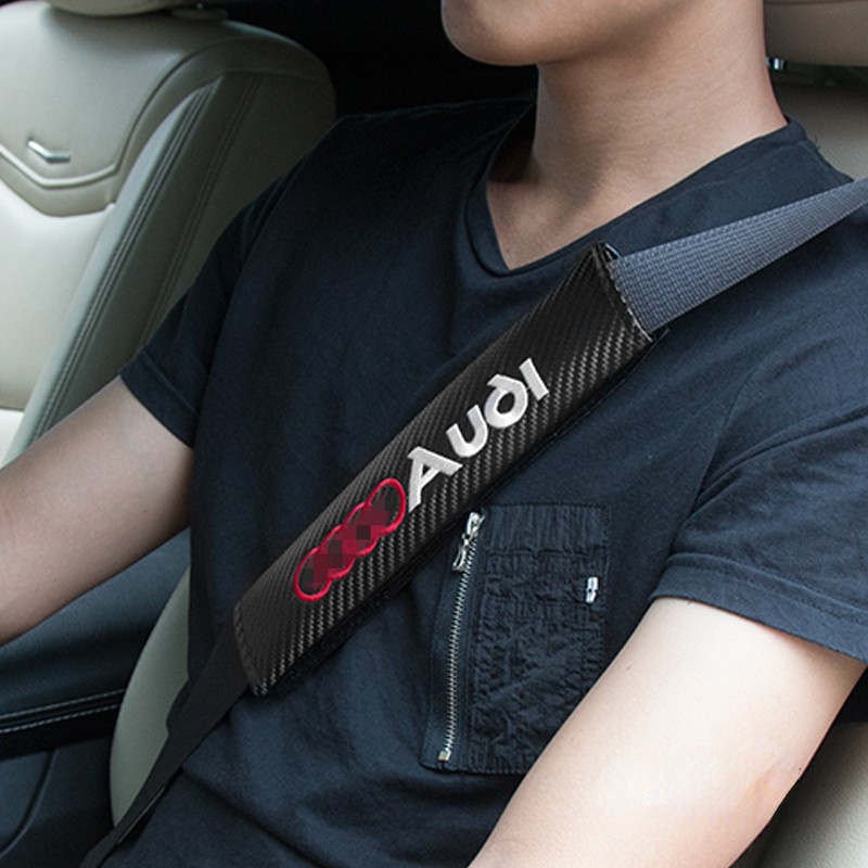 Set 2 Đệm Bọc Dây Đai An Toàn Bằng Sợi Carbon Cho Audi Sline A2 A3 A4 A5 A6 A7 A8 Q2 Q5 Q7 Q8 TT