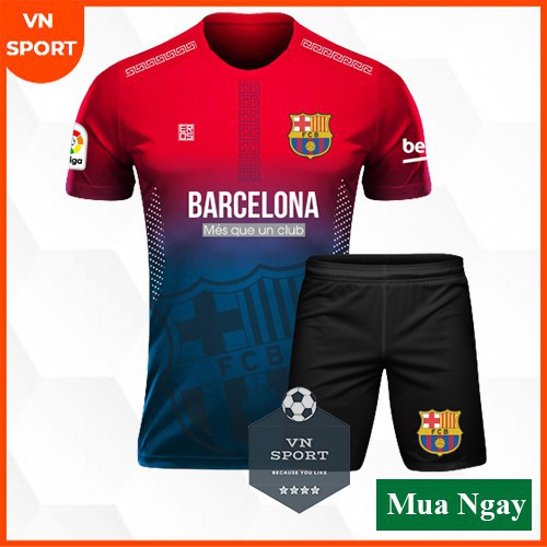 Đồ Đá Banh Thun Lạnh Thiết Kế Cực Đẹp - Barca Đỏ T09