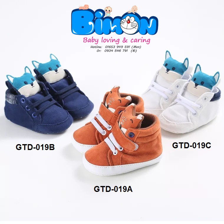 Giày Tập Đi Bata Cổ Cao Hình Thú