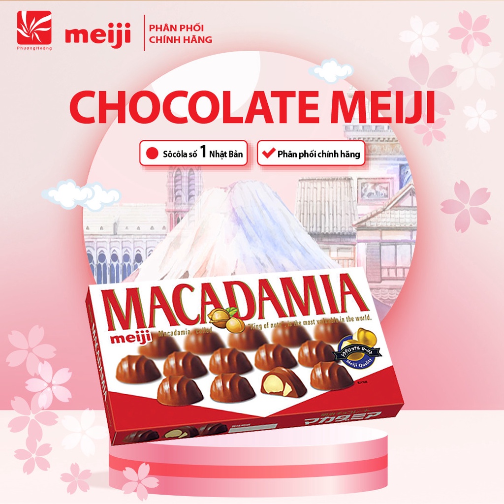 Socola Meiji Nhân Hạt Mắc Ca Meiji Macadamia Chocolate 64g Nhật Bản