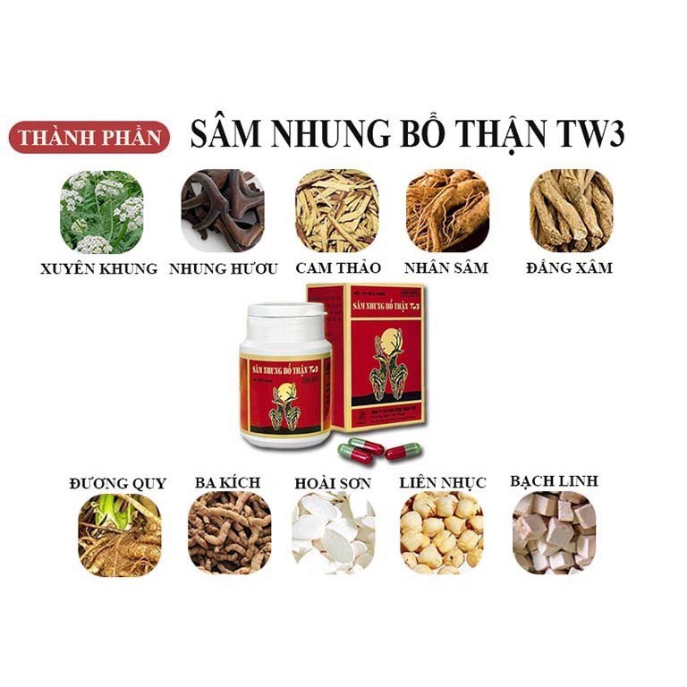 Sâm nhung bổ thận TW3 (Hộp 30 viên) -  Viên uống hỗ trợ bổ thận tráng dương - Victory Pharmacy